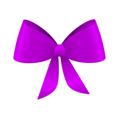 Vector realistic purple bow isolated on white background