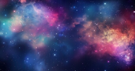 Fototapeta na wymiar A vibrant cosmic background with stars and galaxies, showcasing the beauty of space exploration. The color scheme includes deep beautifull 