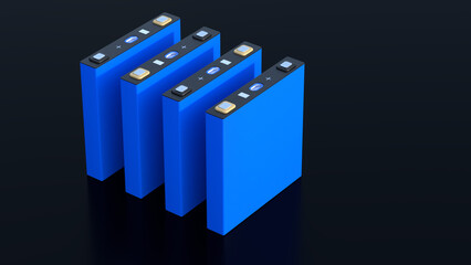 blue prismatic LFP cell, NMC Prismatic battery's for electric vehicles and energy storage, 3d...
