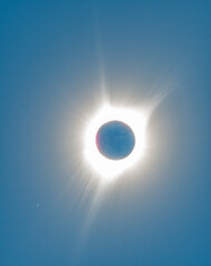 Solar Eclipse. The moon moving in front of the sun - 763873283