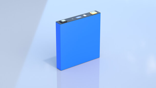 prismatic cell, rectangular lithium ion phosphate LFP battery for modern electric vehicles and energy storage, 3d rendering