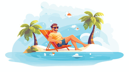 Obraz na płótnie Canvas Happy holiday concept. A man enjoys his vacation