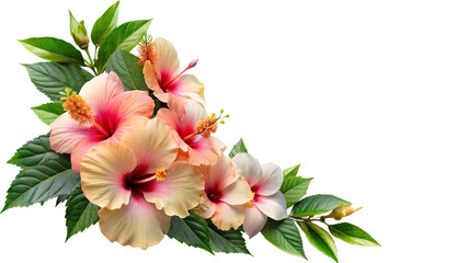 Corner style floral design isolated on transparent background. 