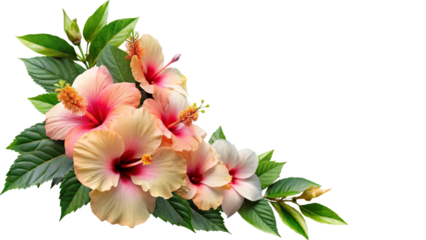 Corner style floral design isolated on transparent background. 