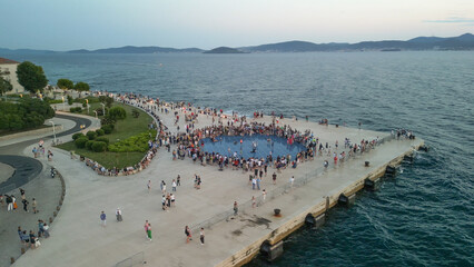 Zadar at sunset, Croatia. Aerial view of promenade