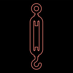 Neon turnbuckle tensioning wire concept hardware red color vector illustration image flat style