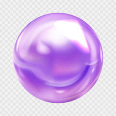 Obraz premium Vector realistic pearl, purple sphere isolated on transparent background