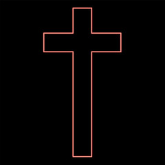 Neon cross red color vector illustration image flat style - 763875267