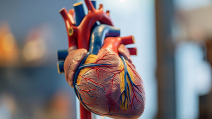 Anatomical Model of Human Heart Isolated on Blurred Background