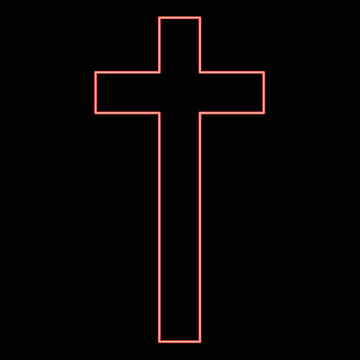 Neon cross red color vector illustration image flat style