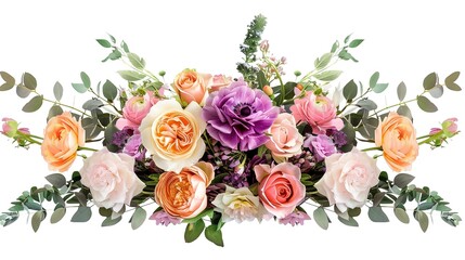 Flower arrangement bouquet isolated clipart,Geenerative ai,  - obrazy, fototapety, plakaty
