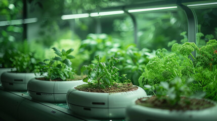 A futuristic bunker equipped with cutting-edge hydroponic technology cultivating a vibrant array of vegetables under artificial lighting.