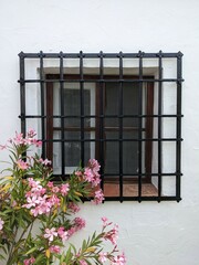 Typical Spanish window grille. bars of a window of a Spanish Mediterranean house.	