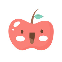 vector apple fruit kawaii character on white