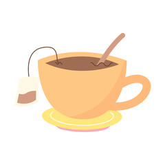 vector tea time cartoon illustration. flat cartoon style