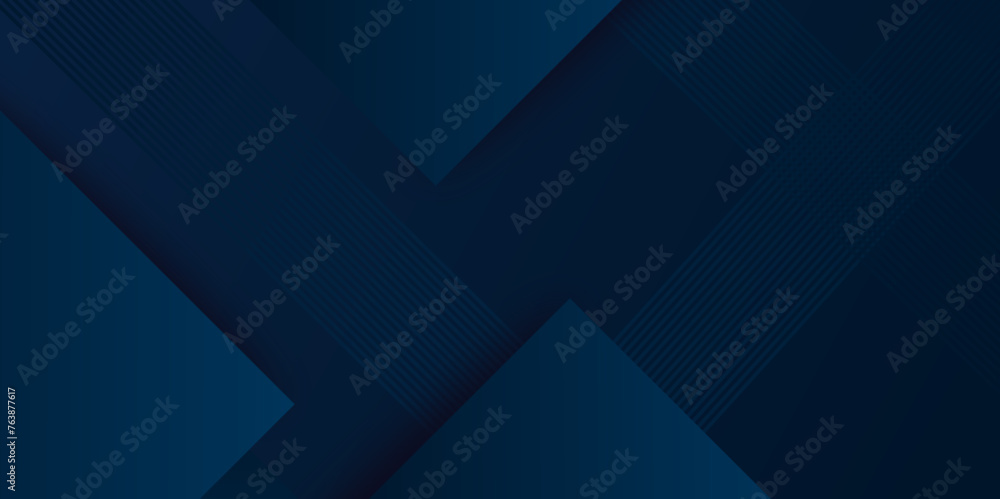 Poster Blue abstract background with 3D rendering and overlap dark shadow. Blue triangle vector background arrow angle paper layer space for text. Plait Blue abstract Stripes Wide Banner Design Background.