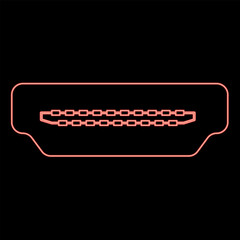 Neon hDMI port socket red color vector illustration image flat style - 763878878