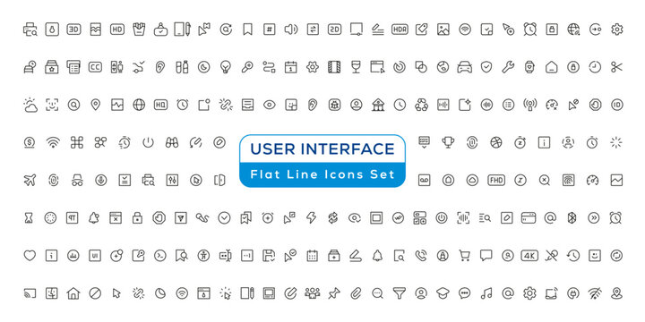 Mega set of ui ux icons, user interface icon set collection