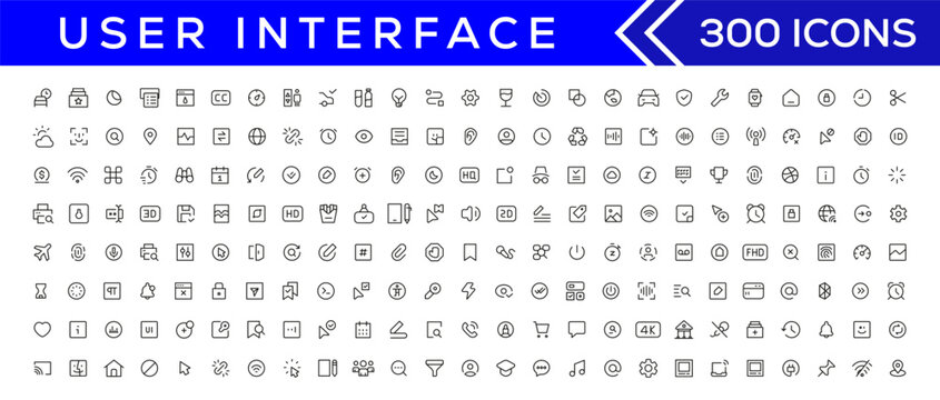 Mega set of ui ux icons, user interface icon set collection