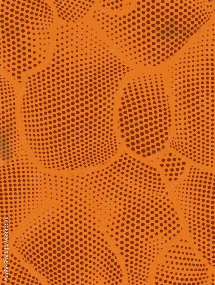 Poster a picture of wavy and puff dots in different size and places. liquid and rippled pattern in orange c