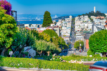 San Francisco, CA - August 5, 2017: Lombard Street on a sunny summer day