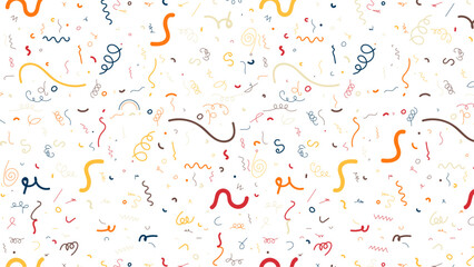 Children art background with colorful line doodle style seamless pattern and vector illustration design.