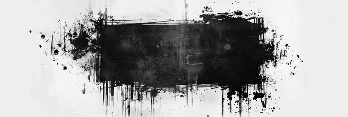 Wide-Format Black and White Abstract Splatter Art - obrazy, fototapety, plakaty