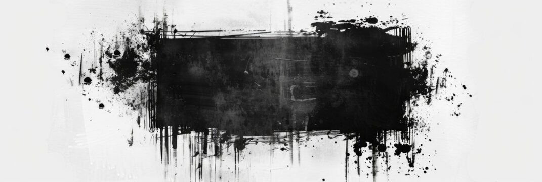 Wide-Format Black and White Abstract Splatter Art