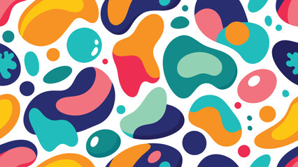Colorful abstract organic shape seamless pattern pro illustration. Smooth round shapes background