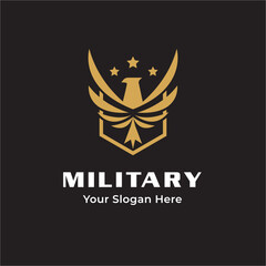 Eagle Bird Falcon with Shield secure for US Army Veterean Guard Protection logo design