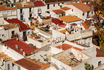 Red roofs in the old town of Ibiza, Ibiza Island, Balearic Islands, Spain