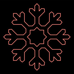 Neon snowflake red color vector illustration image flat style - 763880872