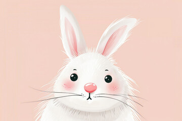 Adorable bunny illustration with chubby cheeks and expressive eyes - obrazy, fototapety, plakaty
