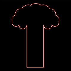Neon nuclear explosion burst mushroom explosive destruction red color vector illustration image flat style - 763881049