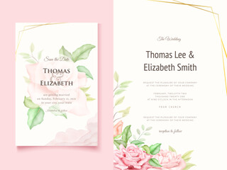 Beautifull Floral Vector Wedding Invitation Template Design