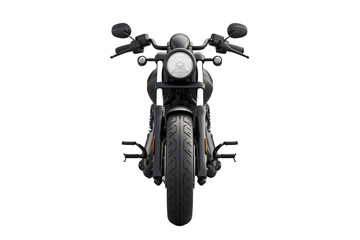 Front view of classic motorcycle isolated on transparent background