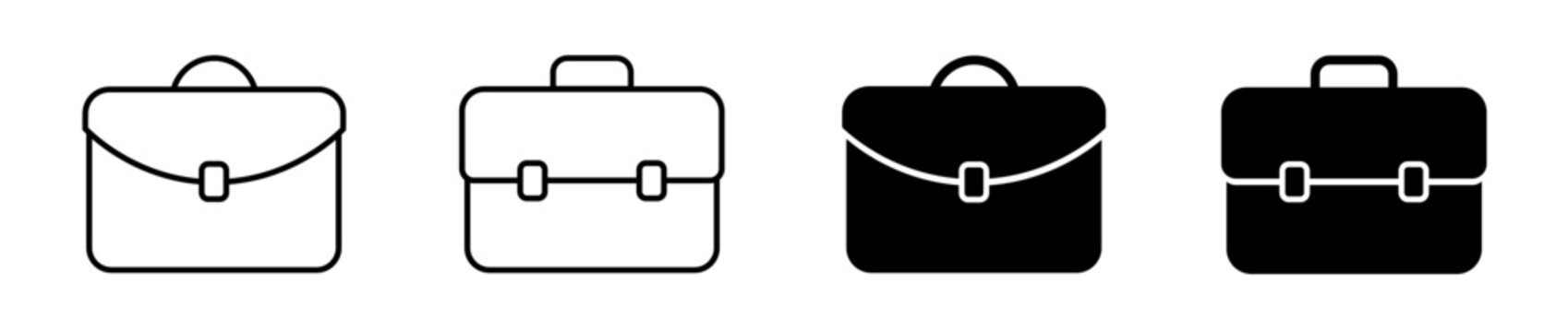 Briefcase icon set. Business bag, portfolio symbol. Editable stroke. Vector illustration. 
