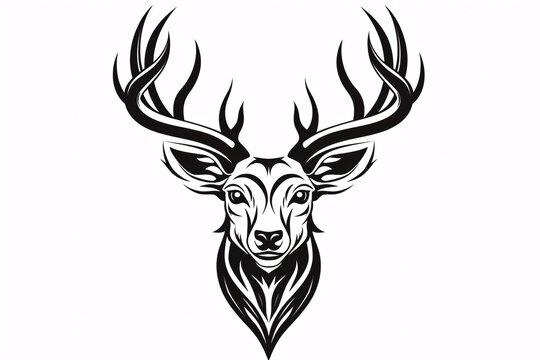 a black and white image of a deer head