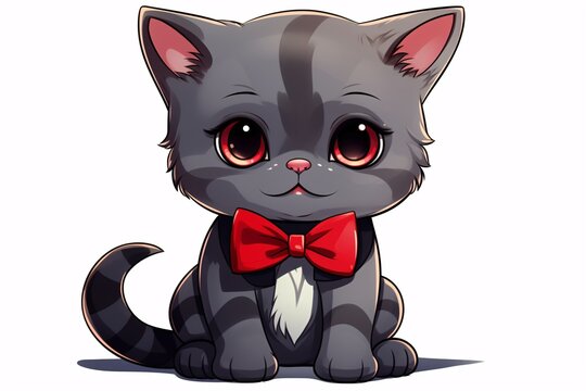 a cartoon of a cat with a bow tie