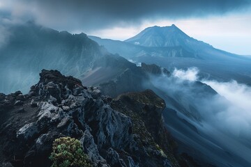 Long exposure beautiful high angle view landscape photography of  Acatenango Volcano