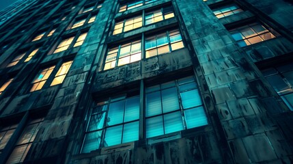 illumination inside a rustic building with geometric glass structure