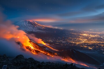 Long exposure beautiful high angle view landscape photography of  Acatenango Volcano