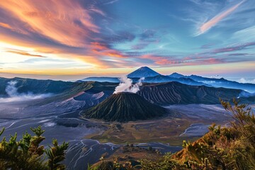 Fototapeta na wymiar Long exposure beautiful high angle view landscape photography of Acatenango Volcano