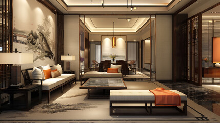 Oriental living room interior style
