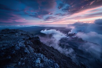 Fototapeta premium Long exposure beautiful high angle view landscape photography of Acatenango Volcano
