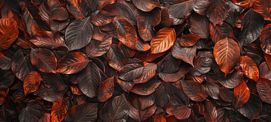 texture of autumn leaves for wall background. foliage throughout the frame. generative ai - obrazy, fototapety, plakaty