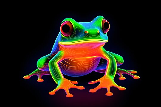 a colorful frog with black background