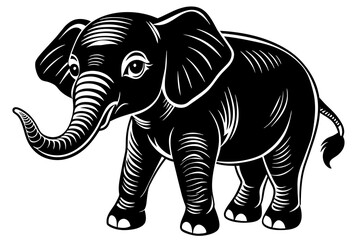baby elephant  silhouette  vector and illustration