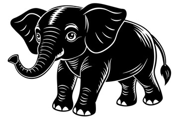 baby elephant  silhouette  vector and illustration