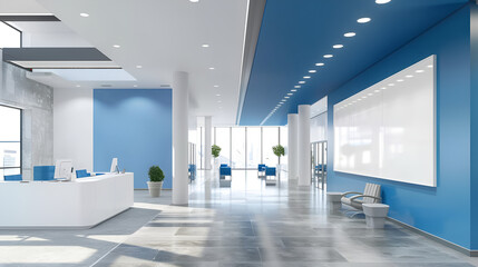 modern office building blue white